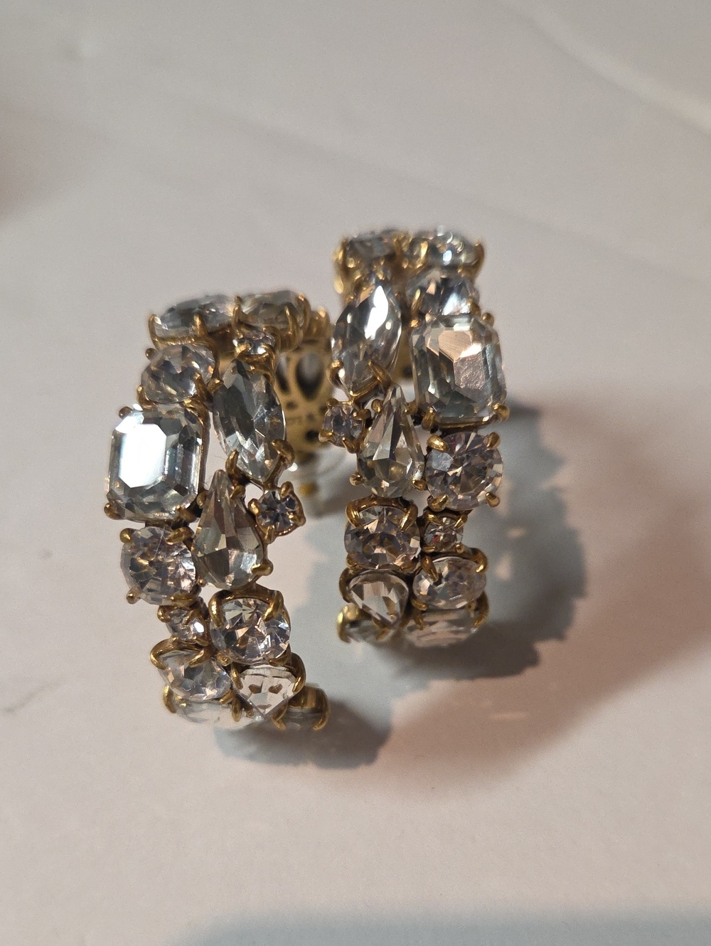 J. Crew Gold-Tone Hoop Earrings with Clear Crystals